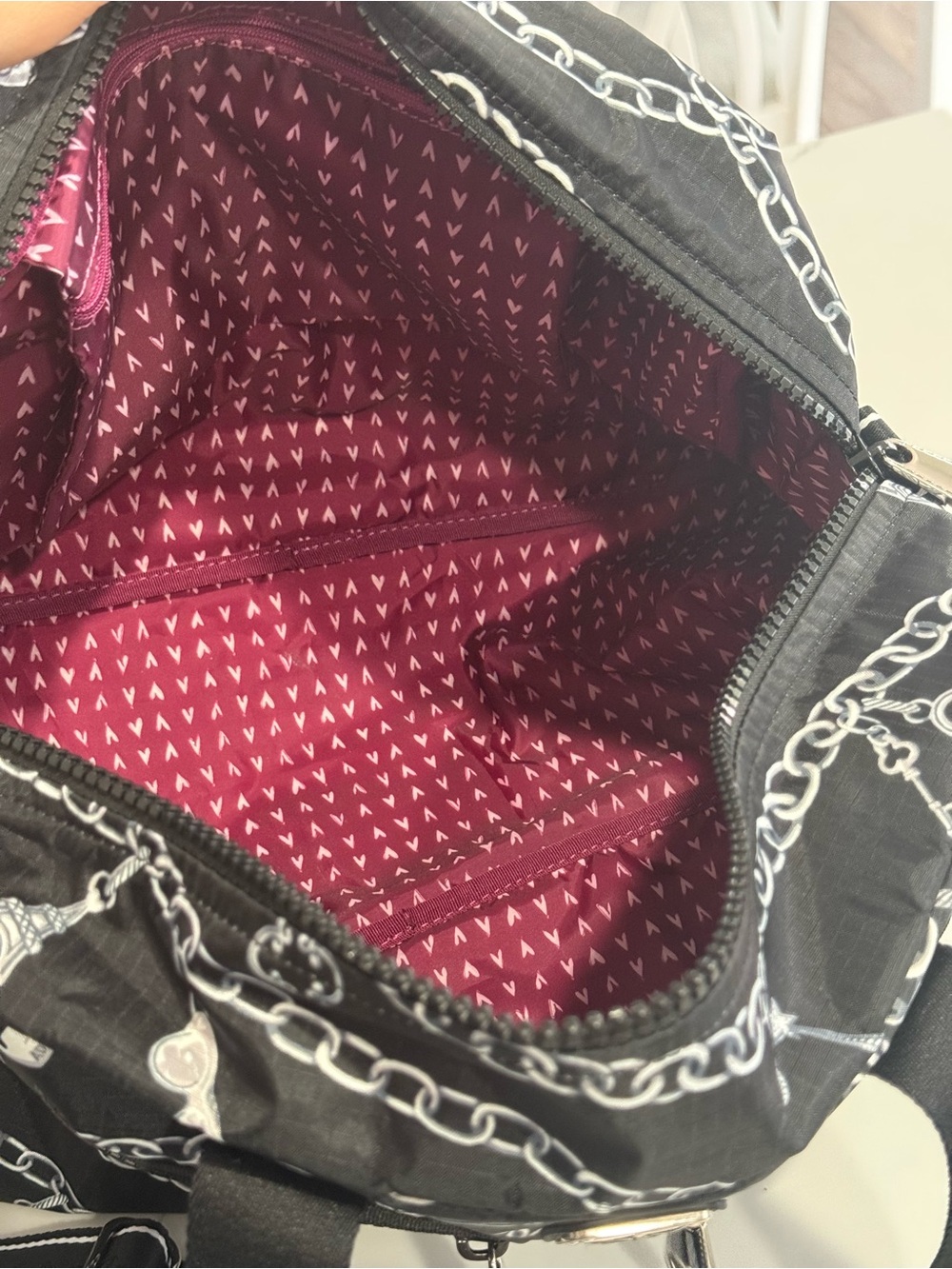 NWOT "Links of Love" Brighton Jetsetter Duffle Bag in black & white - Picture 7 of 16